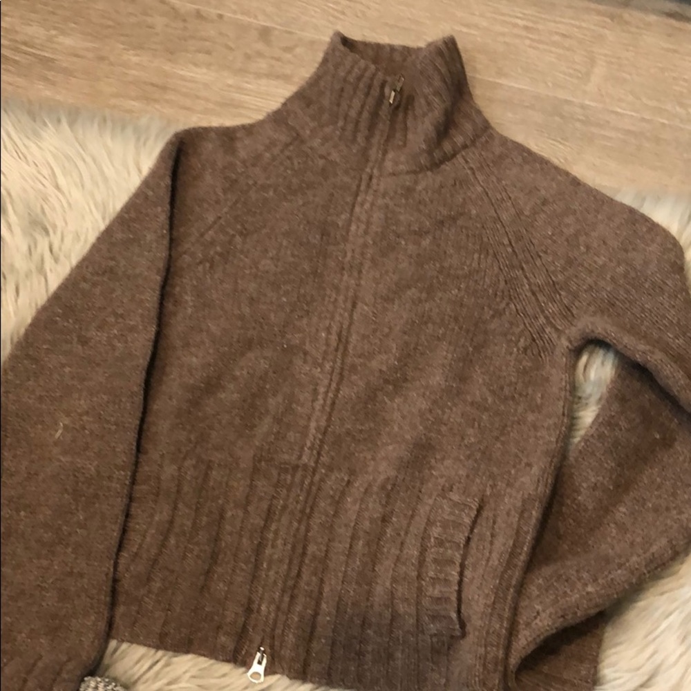 J crew brown sweater M 100% Lambswool